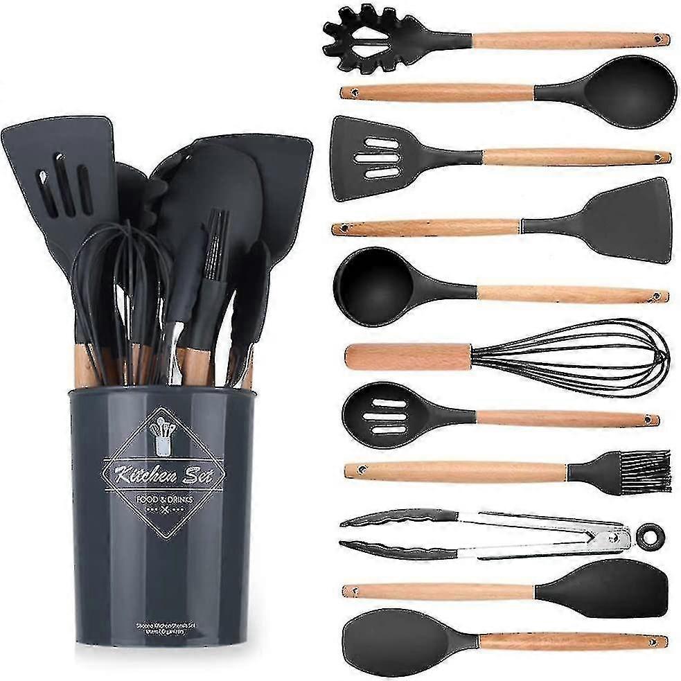 Kitchen Utensils Set, 12 Pcs Non-stick Silicone Cooking Kitchen Utensils Spatula Set With Holder