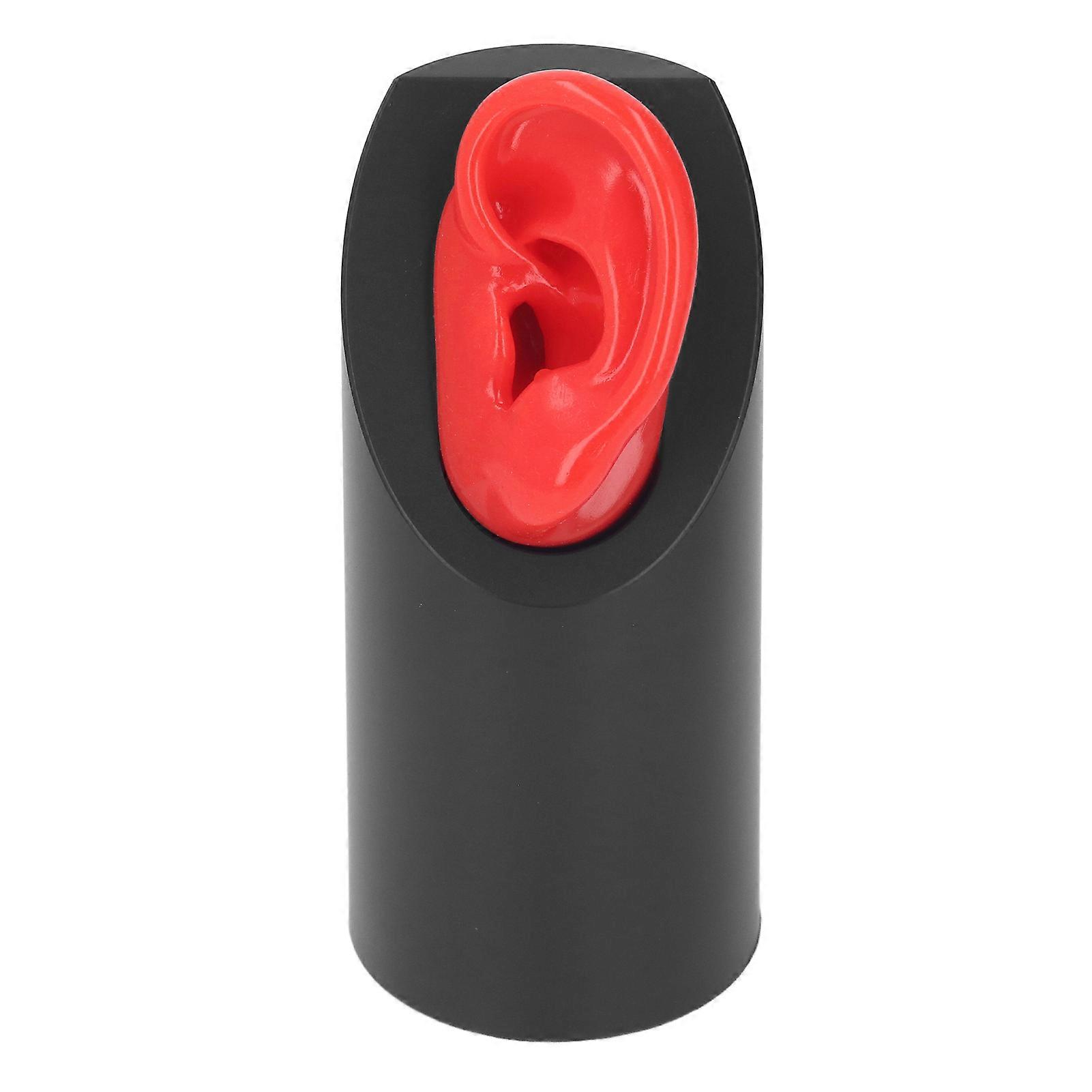 Silicone Ear Model Piercing Practice Realistic Artificial Soft Simulation Ear Part with Display Stand for Teaching Instructions Left Ear