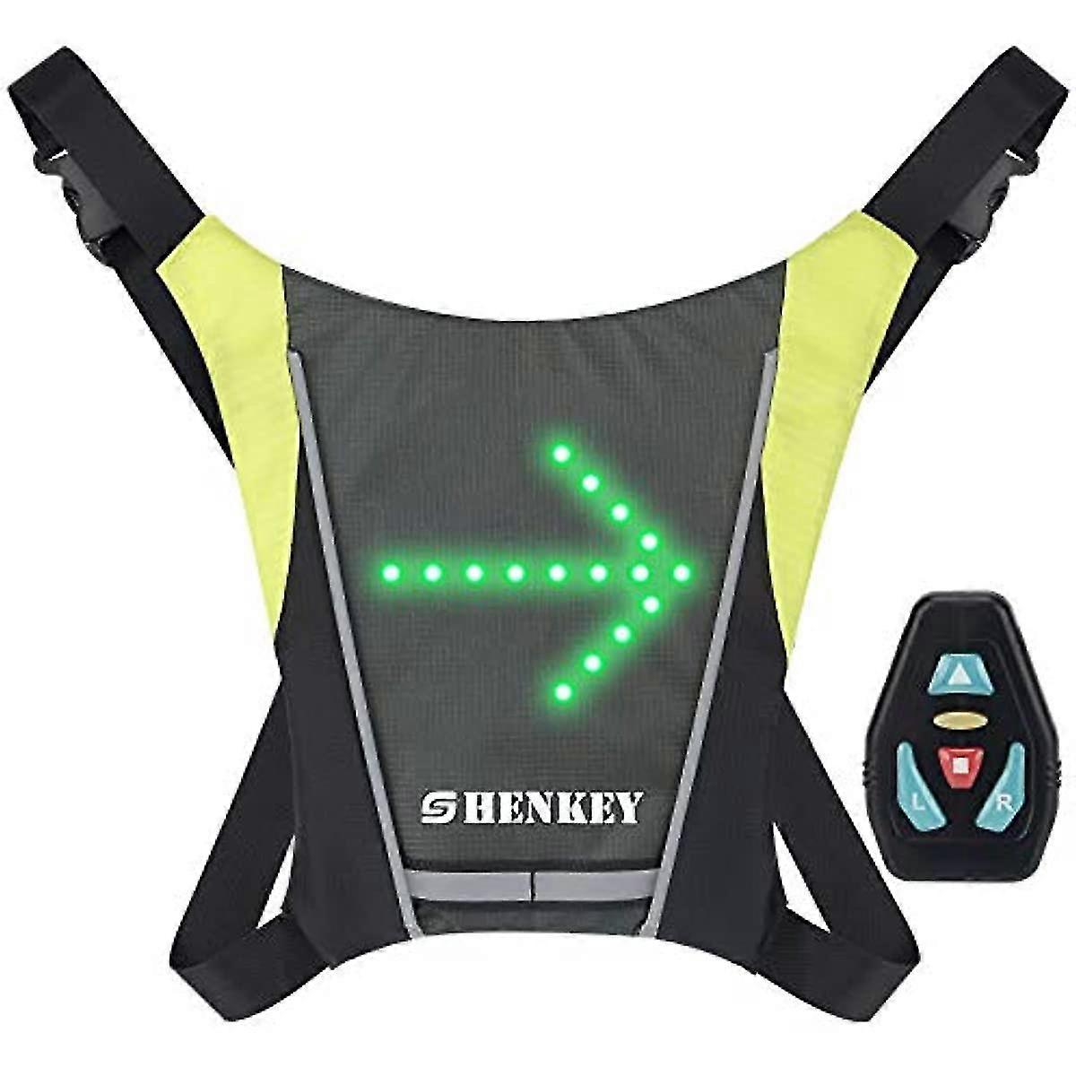 Led Turn Signal Vest Led Reflective Vest With Direction Indicator - Remote Control Turning Lights Waterproof Usb Rechargeable Easy Installation For