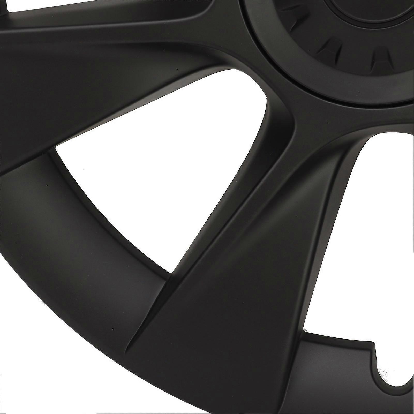4 Pcs Wheel Hub Cap Matte Black Automobile Fully Wrap Rim Protector Replacement for Tesla Model Y 19 Inch Wheels 2020 to 2023 Flat Type Center Cap