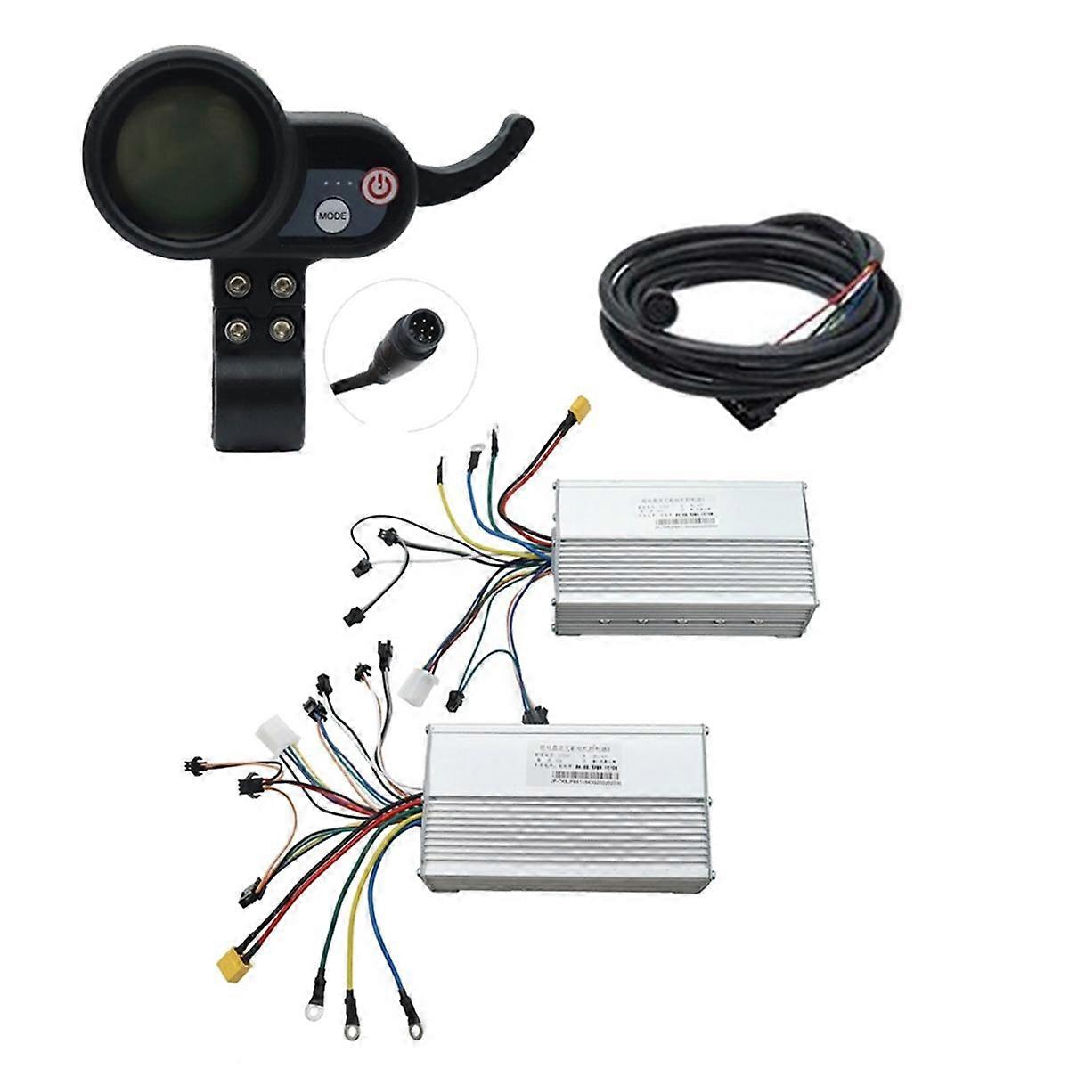 60V 50A Brushless Controller Dual Motor+36V-60V LCD Display Dashboard 6PIN for Electric Scooter E B