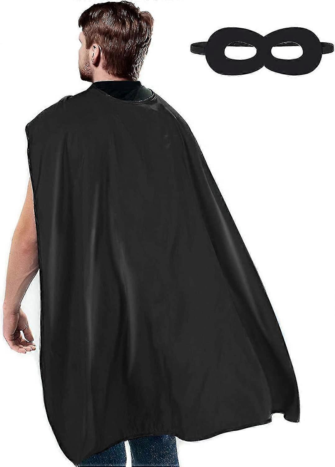 大人のスーパーヒーローのケープとマスク-ブラックアダルトケープスーパーヒーローパーティーケープ