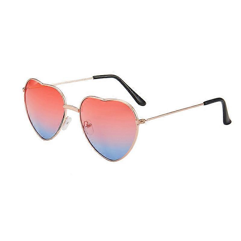 Net red sunglasses, glasses, thin metal frame, lovely heart styleUpper Pink Lower Blue