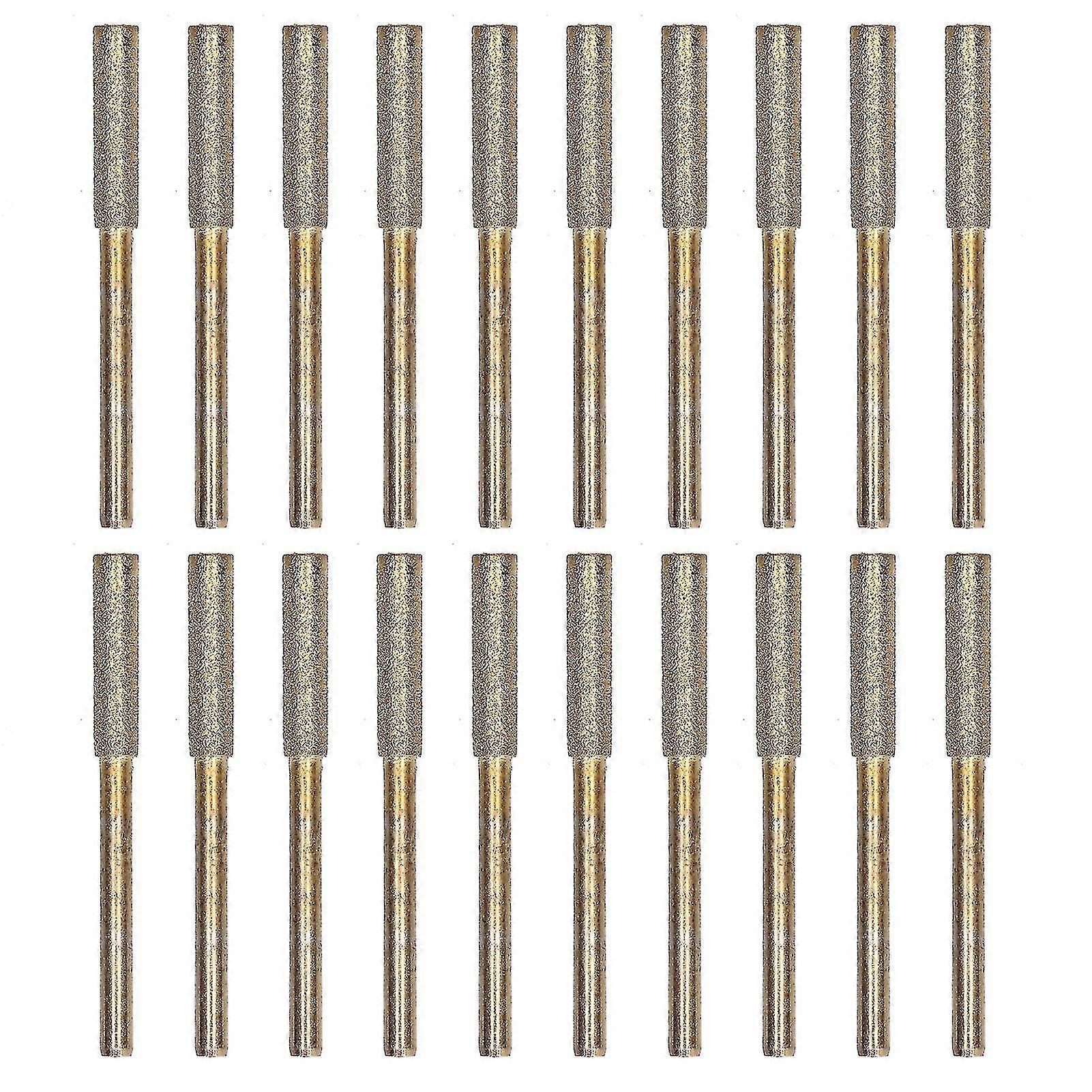 20pcs Chainsaw Sharpener Burr Grinding Head Rotating File Sharpening Tool Set Kitgold 4.8mm-CE