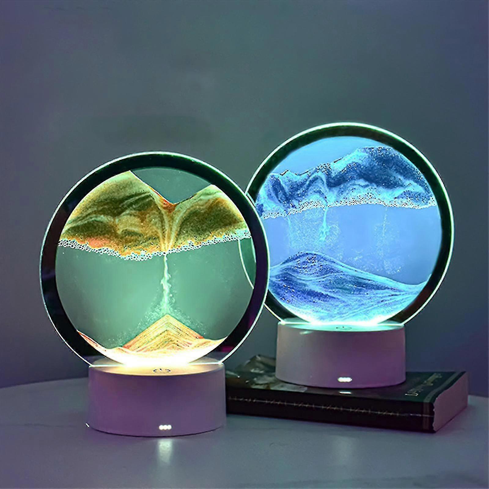 Moving Sand Art Desk Lamp 3d Art Hourglass Table Lamp Creative Art Bedroom Table Lamp