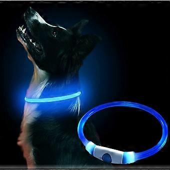 LED recarregável luminoso colar de cão, USB recarregável impermeável colar de cachorro, colar flash comprimento ajustável 3 modos de flash, LED piscando colar um si