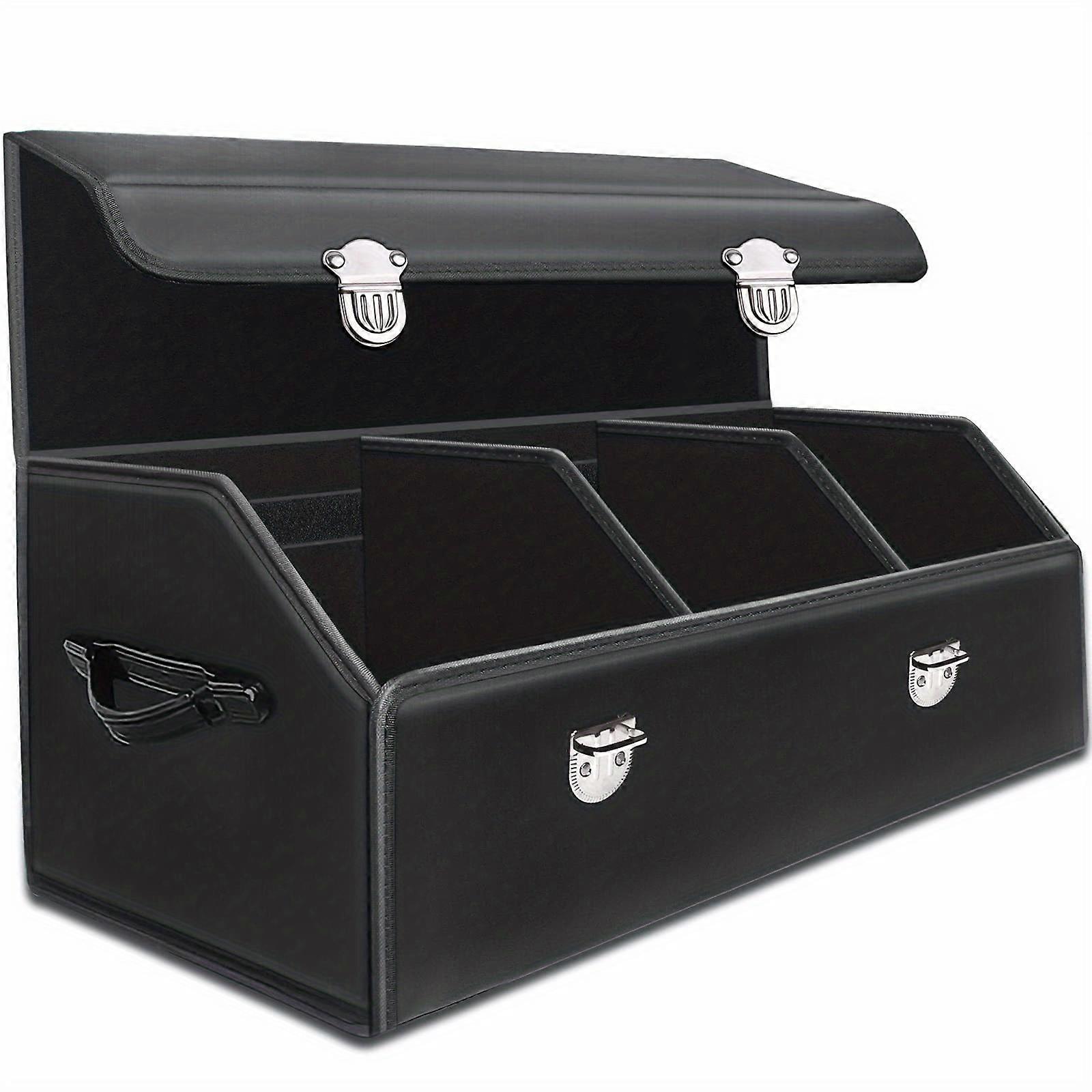 Car Trunk Organizer - Trunk Organizers And Storage Suv, Faux Leather Foldable Trunk Organizer, Multi-Compartment Adjustable Auto Grocery Storage Box