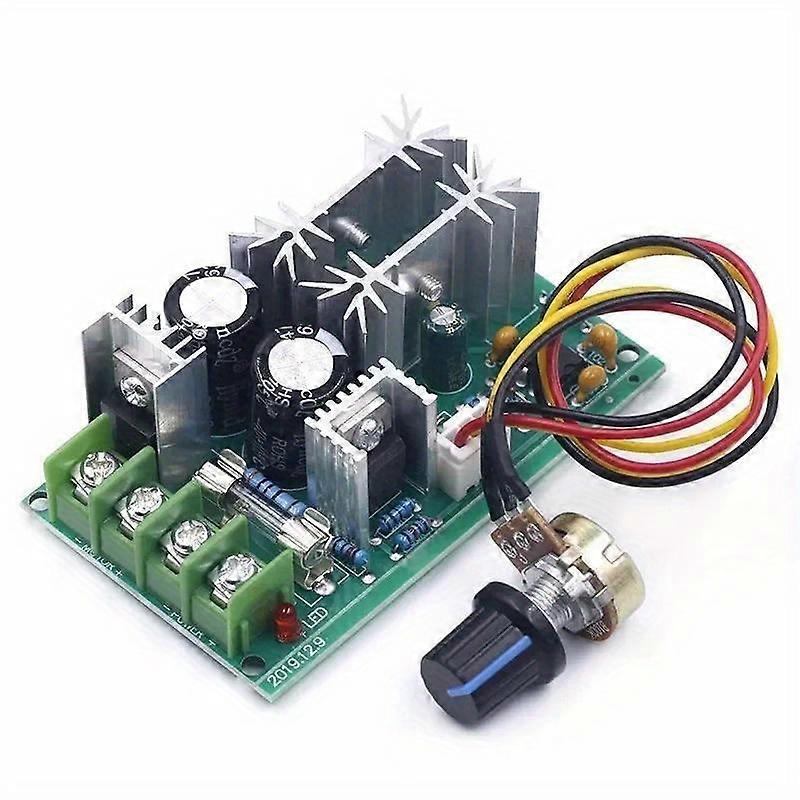 DC Motor Speed Controller, 10-60V PWM Motor Speed Control Switch, 20A High Power Drive Module, Voltage Regulator for Brush Motors, Hard Wired Room Ele