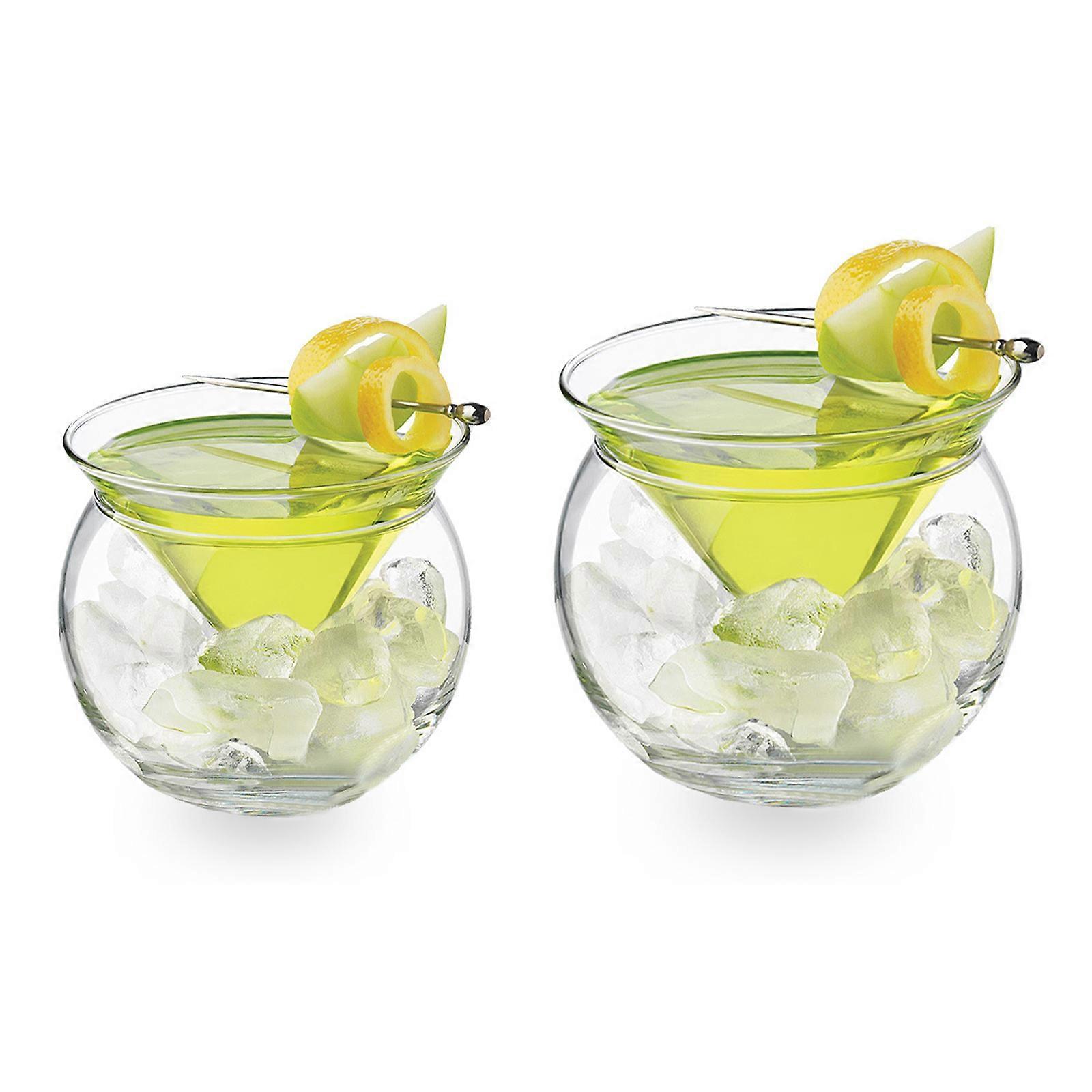 Copos Martini sem haste com chiller vidro de cristal Martini Copos, elegante conjunto de vidro de coquetel com tigela de servidor