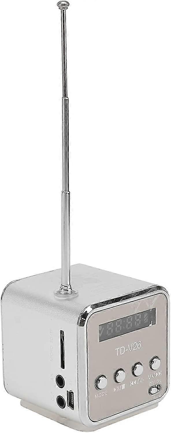 Mini Digital Portable Music Mp3/4 Player Micro Sd/tf Usb Disk Speaker Fm Radio (silver)