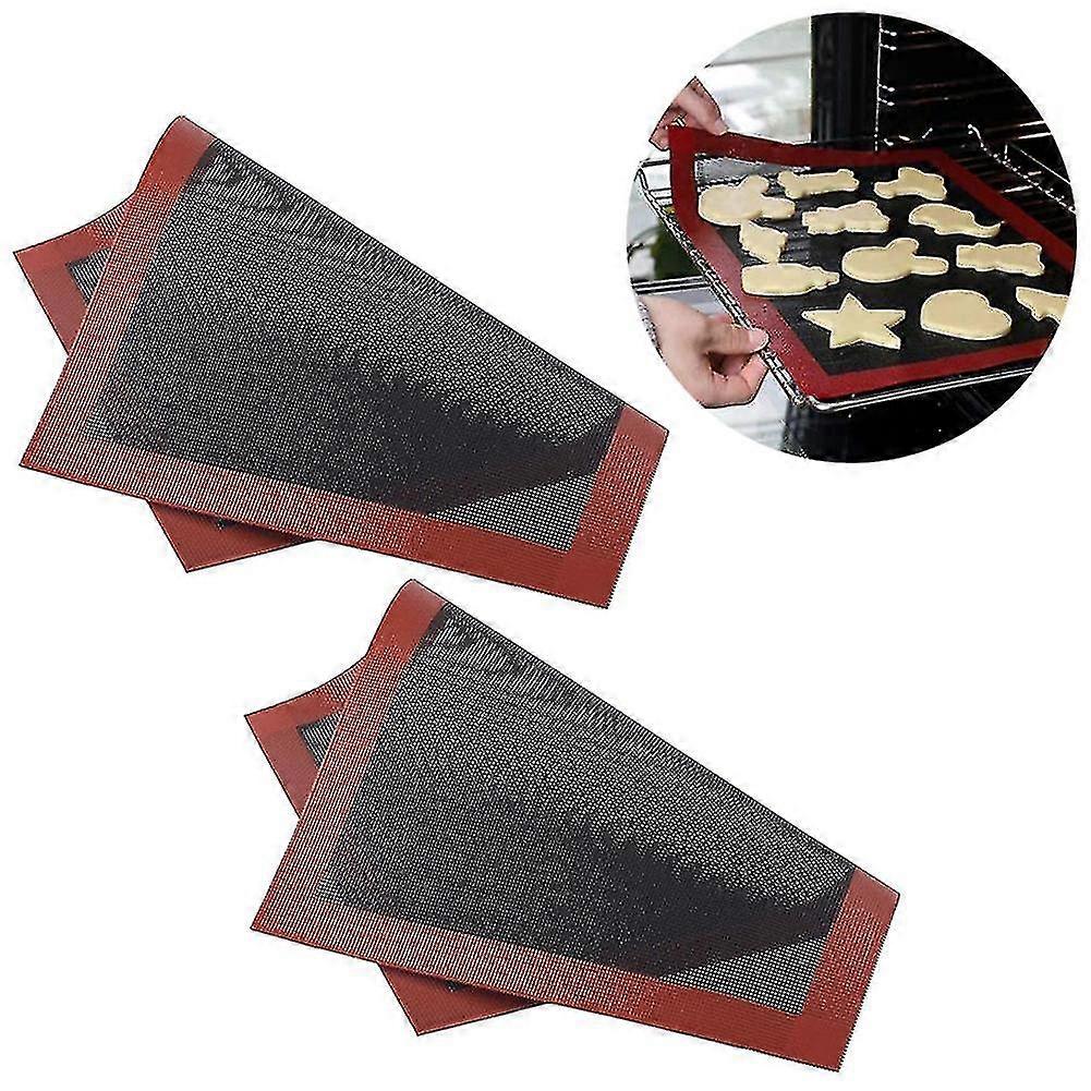 2-Piece Non Stick Baking Pan Set with Silicone Baking Pad and Glass Fiber Oven Mat