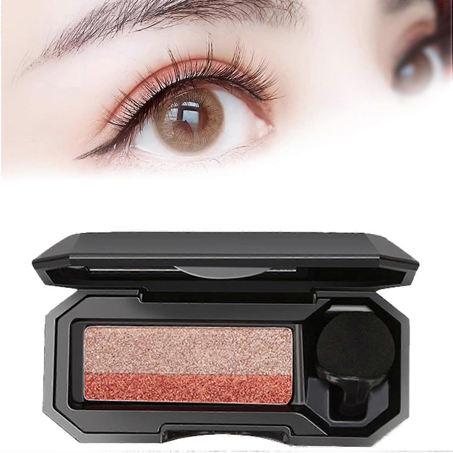 Perfect Two-Tone Eyeshadow, Two-Tone Makeup Eyeshadow Waterproof Durable Eyeshadow, Eyeshadow Glitter Double Layer Coloured Gradation Lazy Eyeshadow