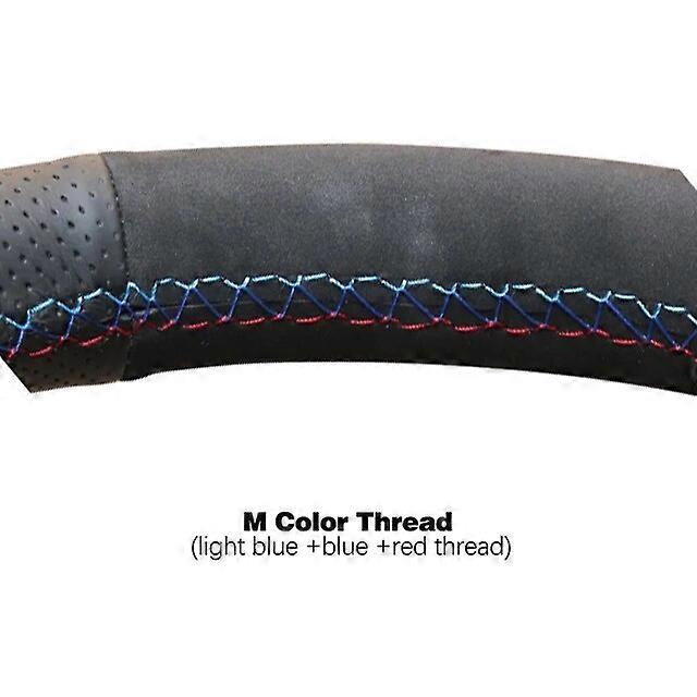 Black Faux Leather No-slip Car Steering Wheel Cover for BMW 7 Series E65 E66 2001 2002 2003 2004 2005 2006 2007 2008 (3 Spokes)