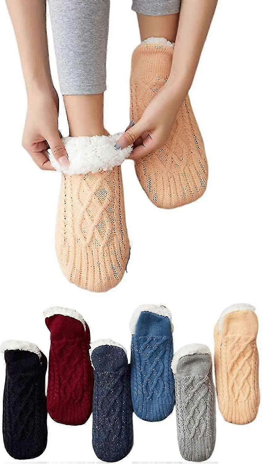 1 paio di calzini e pantofole da interno in tessuto e velluto, calzini termici antiscivolo per pavimenti interni, addio a intorpidimento e gonfiore