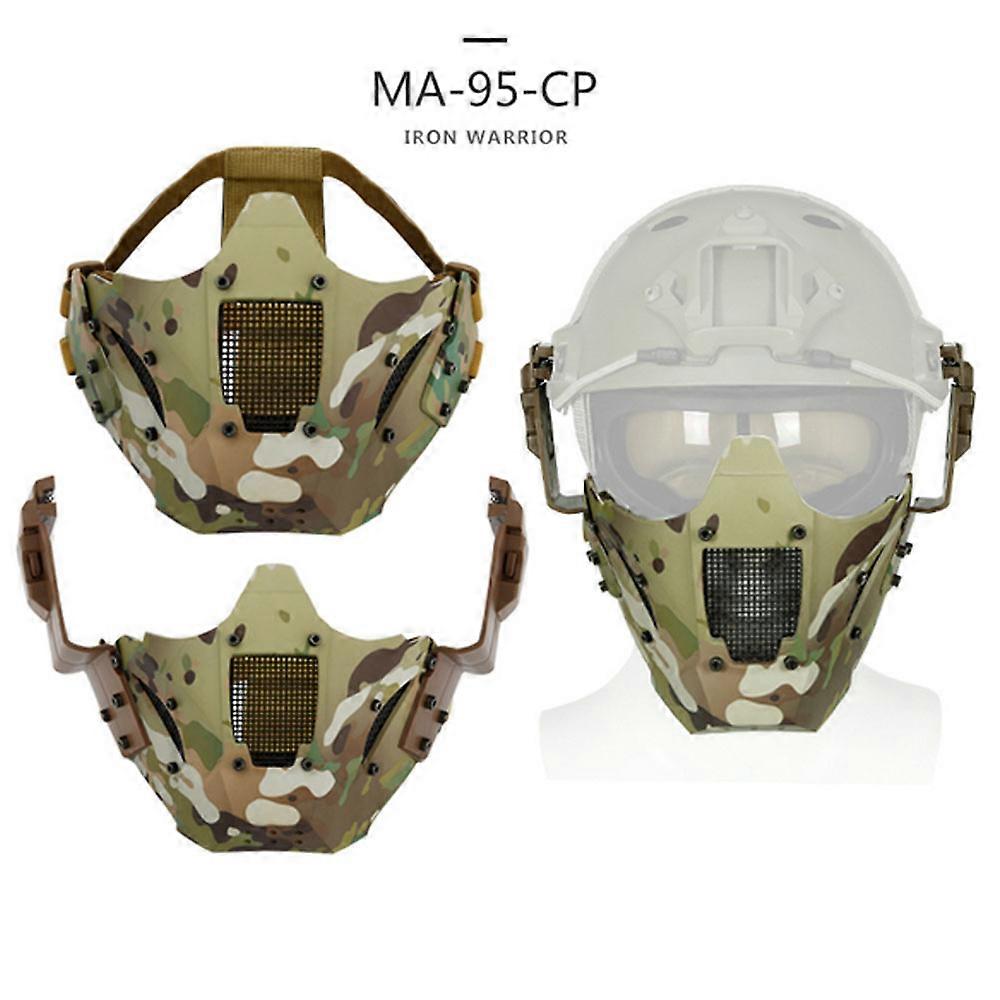 Tactical Mask Airsoft Paintball Accessories Metal Steel Net Mesh Half Face Mask Protective CS Game Mask for Helmet Connector