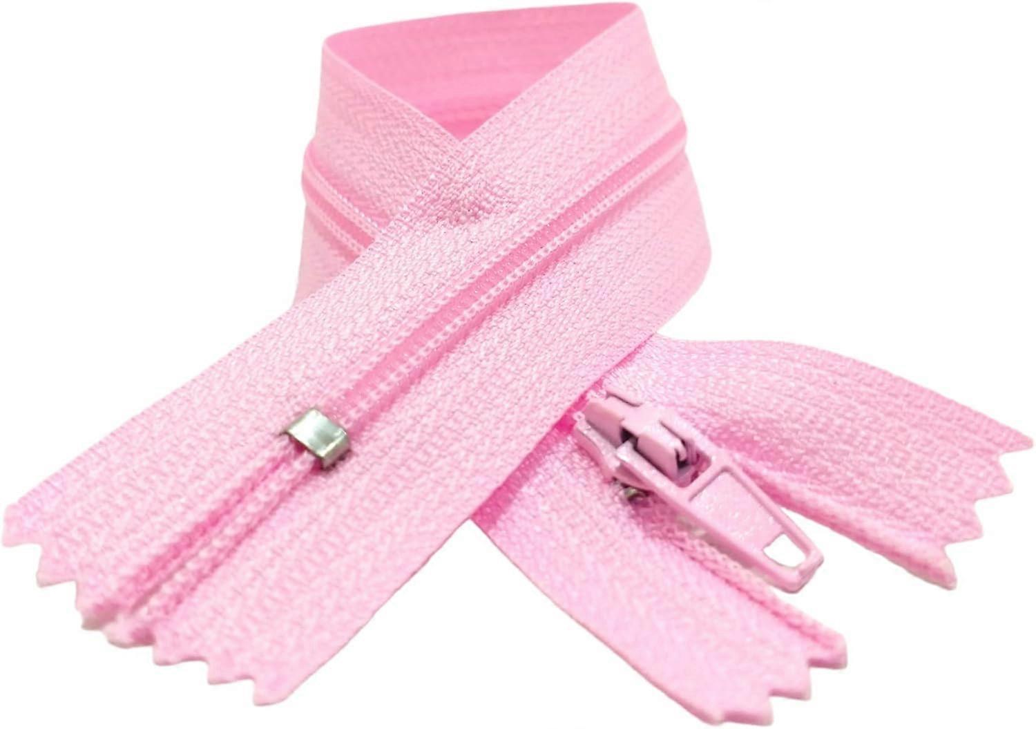 Förpackning med stängda nylondragkedjor, dragkedja för att sy på kläder, sy blixtlås, (20cm, rosa)