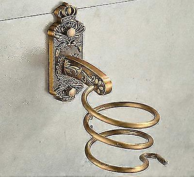 Nail free hair dryer holder antique brass bathroom shelf rack washroom accessories