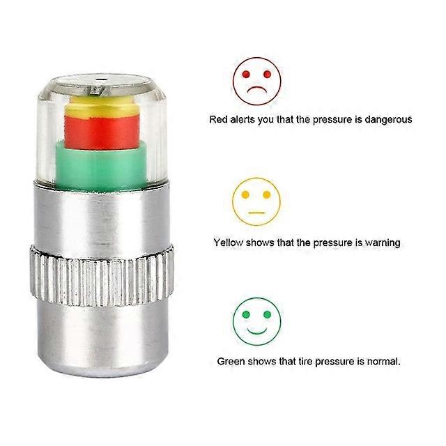 4pcs/lot 2.0/2.2/2.4 Bar 30/32 PSI Tire Pressure Monitor Pressure Gauge Cap Sensor Indicator Alert Monitoring Tools Kit