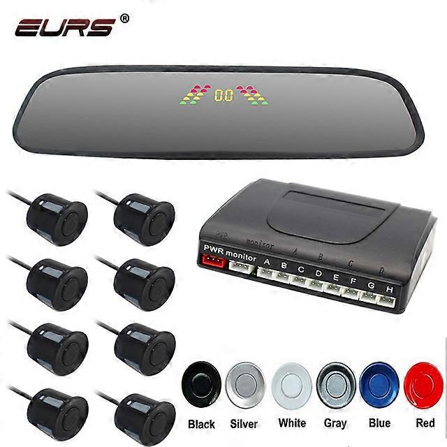 8 Sensors 22mm Car Parking Radar Parktronic System Rearview Universal Mirror Reversing Front Detection Alarm Indicator Probe
