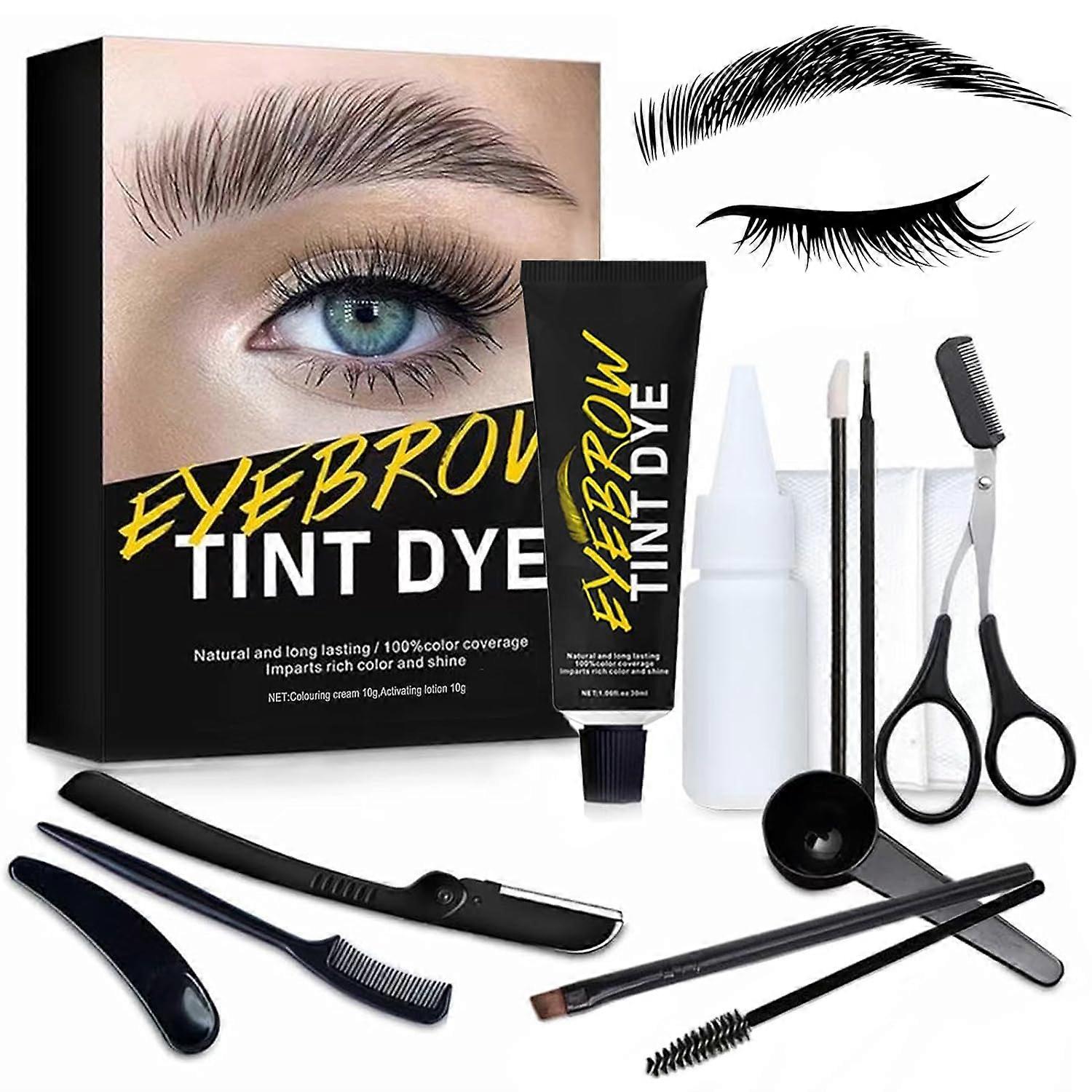 Instant Eyelash & Eyebrow Kit, Professional 2 In 1 Lash & Brow Color Kit, Natural Bushy Eyebrow Makeup Set,Safe and Prefessional, DIY Hair Coloring Fo