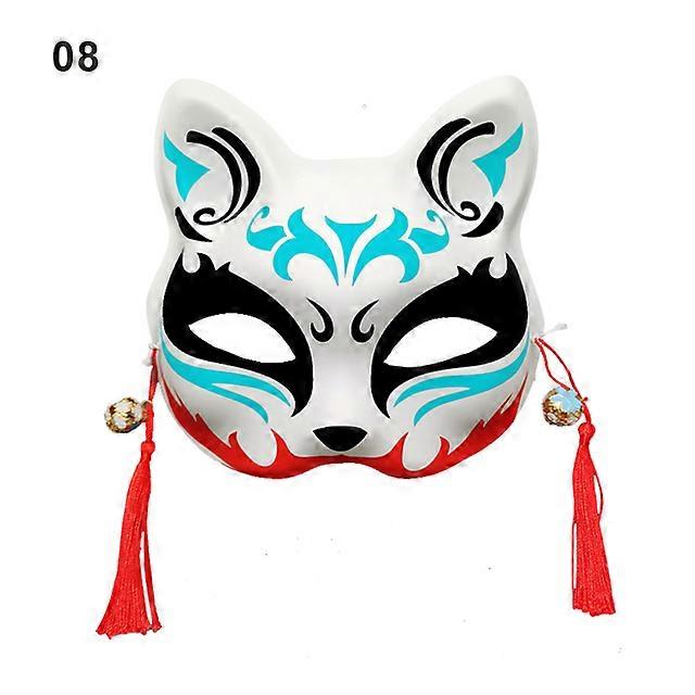 1PC Party Festival Fox Sakura Mask Half Face Cat Mask Masquerade Sakura Cosplay Costume Japanese Anime Rave Hand-Painted Props