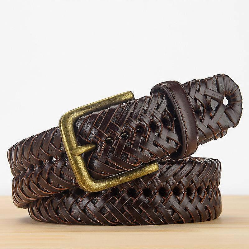 男性用男性レザーベルトニットストラップビンテージデザイナージーンズ穴なし編組ベルト高品質のCummerbundsBelts