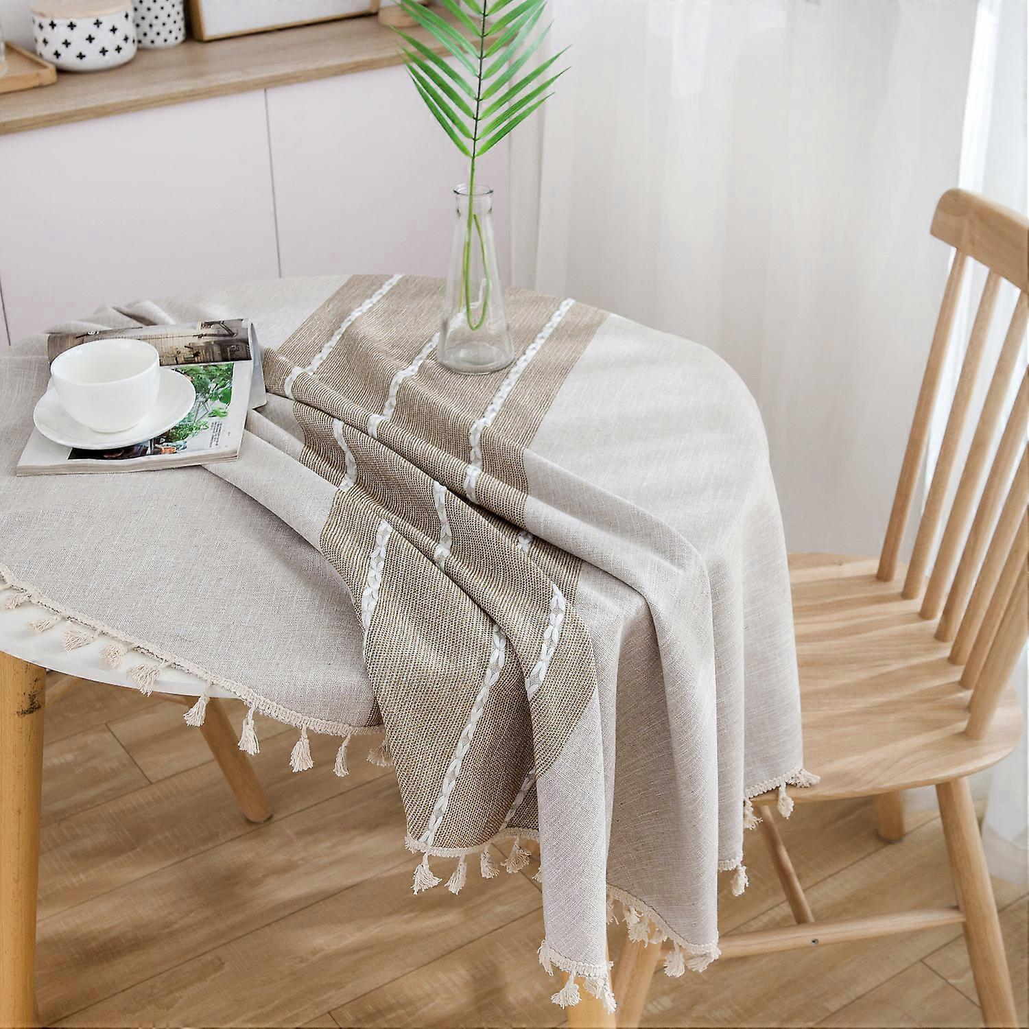 59 Inch Antique Tablecloth Compatible with Round Table, Small Fresh Literary Tablecloth Round Table Coffee Table Dining Table Cloth Rectangular Round 