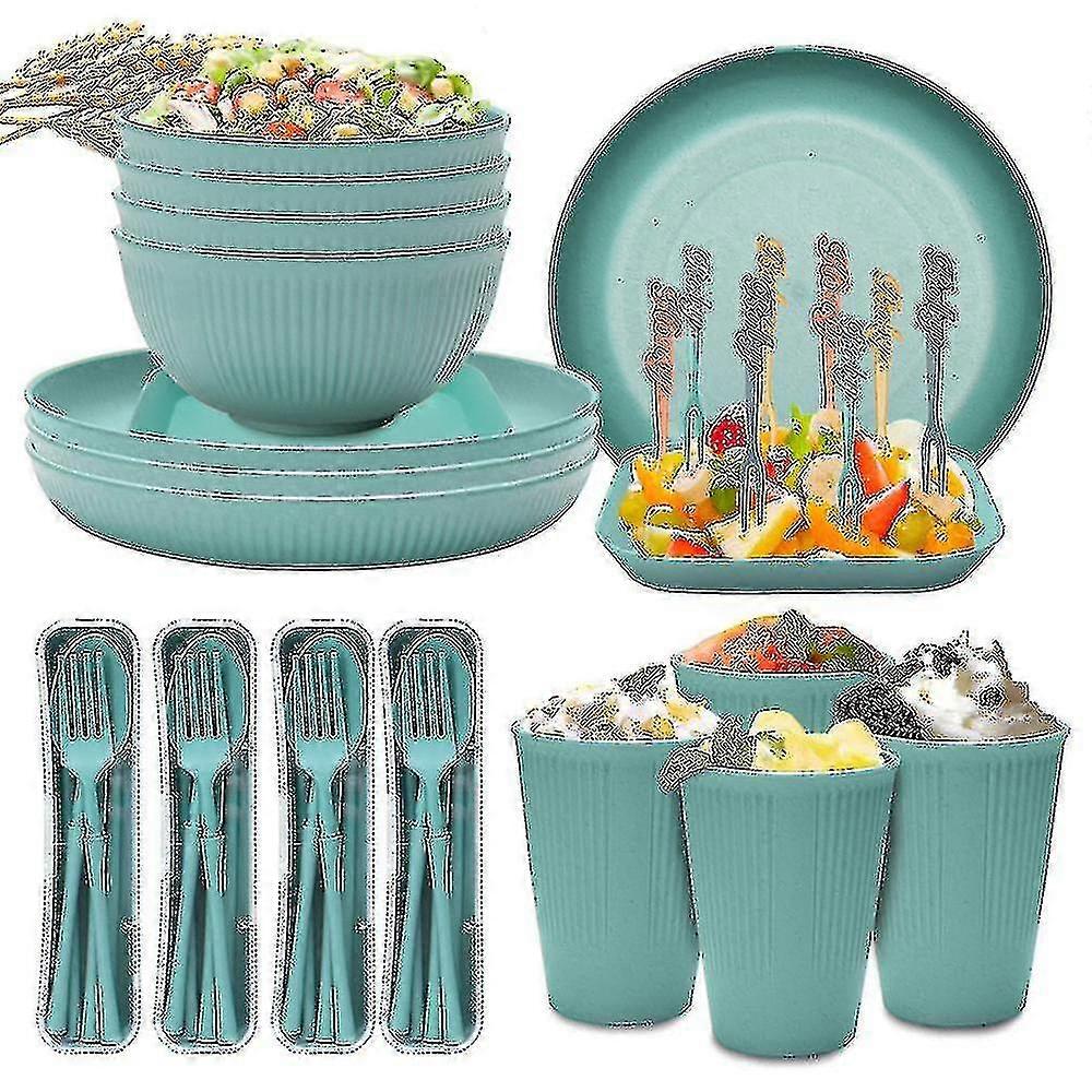 Unbreakable Dinnerware Sets Camping Plates And Bowls Set Plastic Picnic Dinner Sets