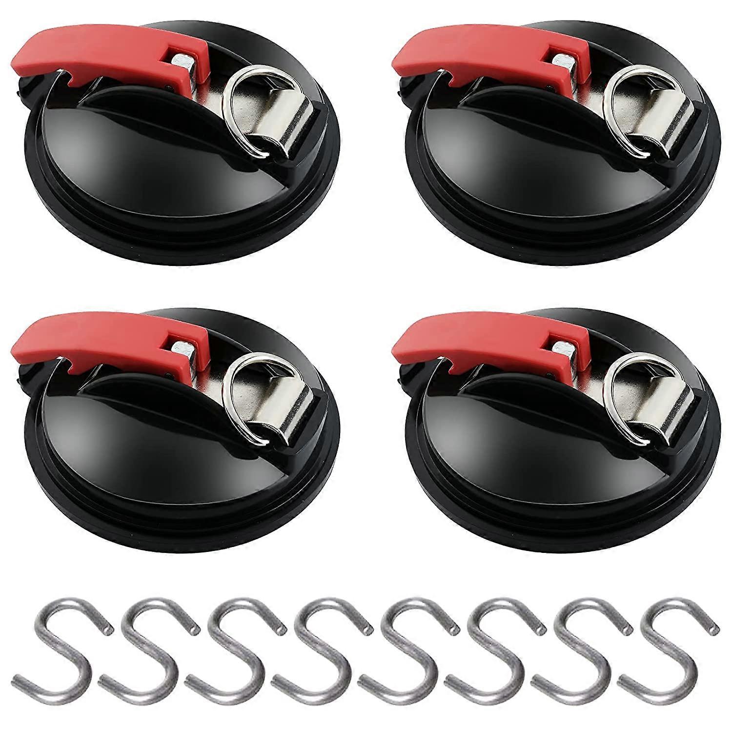 Pieces Suction Cup Anchor with Tie Down Hook Fixing, 8 S-Shank Hooks, Awning Suction Cup Fixing Hook for Car Side Tents Camping Tarp Accessory