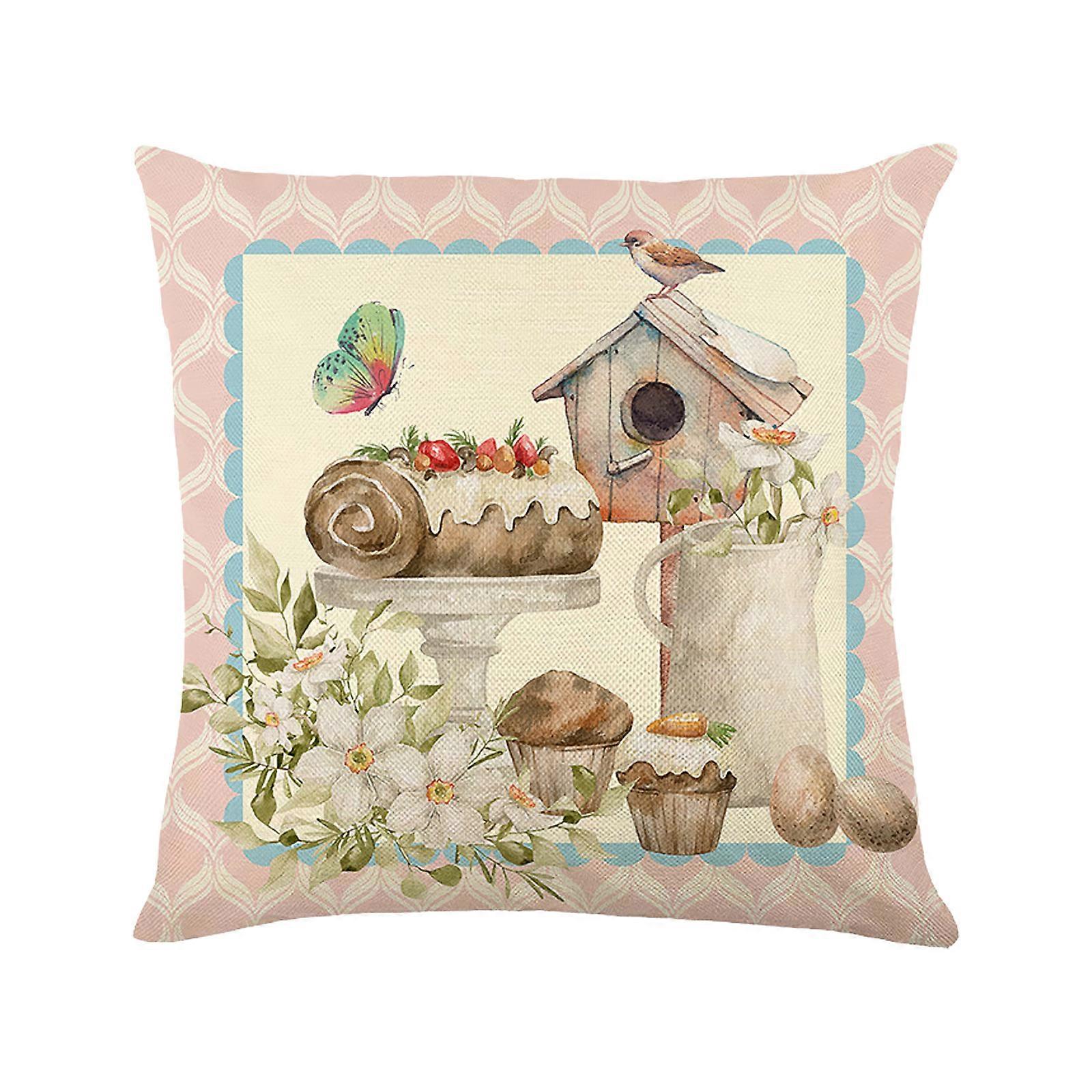 Easter Pillow Cover Easter Square Decoration Polyester Festive Atmosphere Multicolor 45*45cm Printing