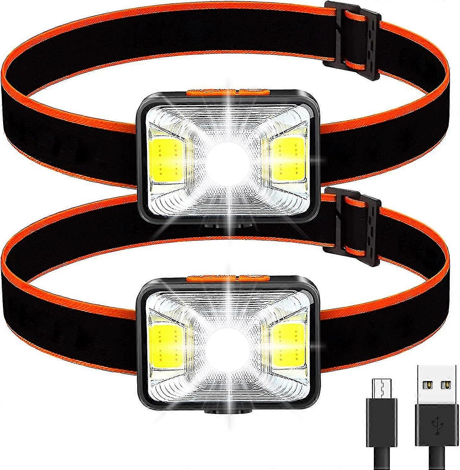 Powerful Headlamp [2 Pcs], Usb Rechargeable