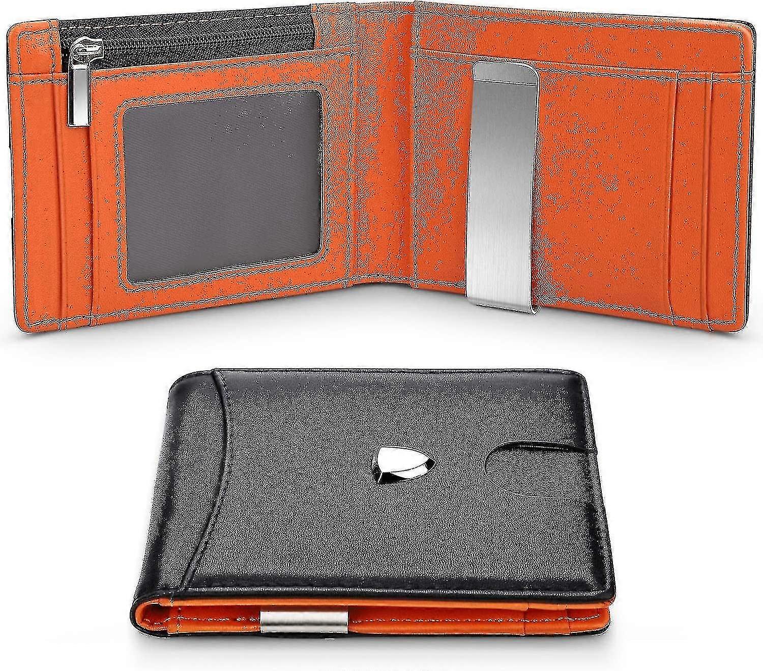 Wallets Mens Rfid Blocking With Money Clip, Bi-fold   Men Wallet With Coin Pocket, Credit Card Slots, Id Window K