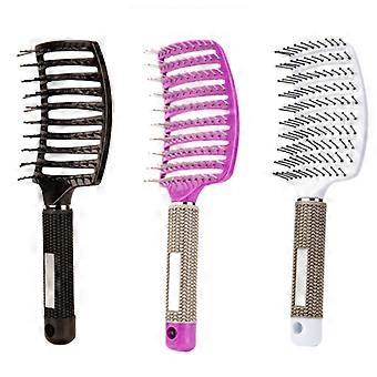 3 Pieces Vented Detangling Hair Brush Boar Bristle Curved Hair Brush Detangling