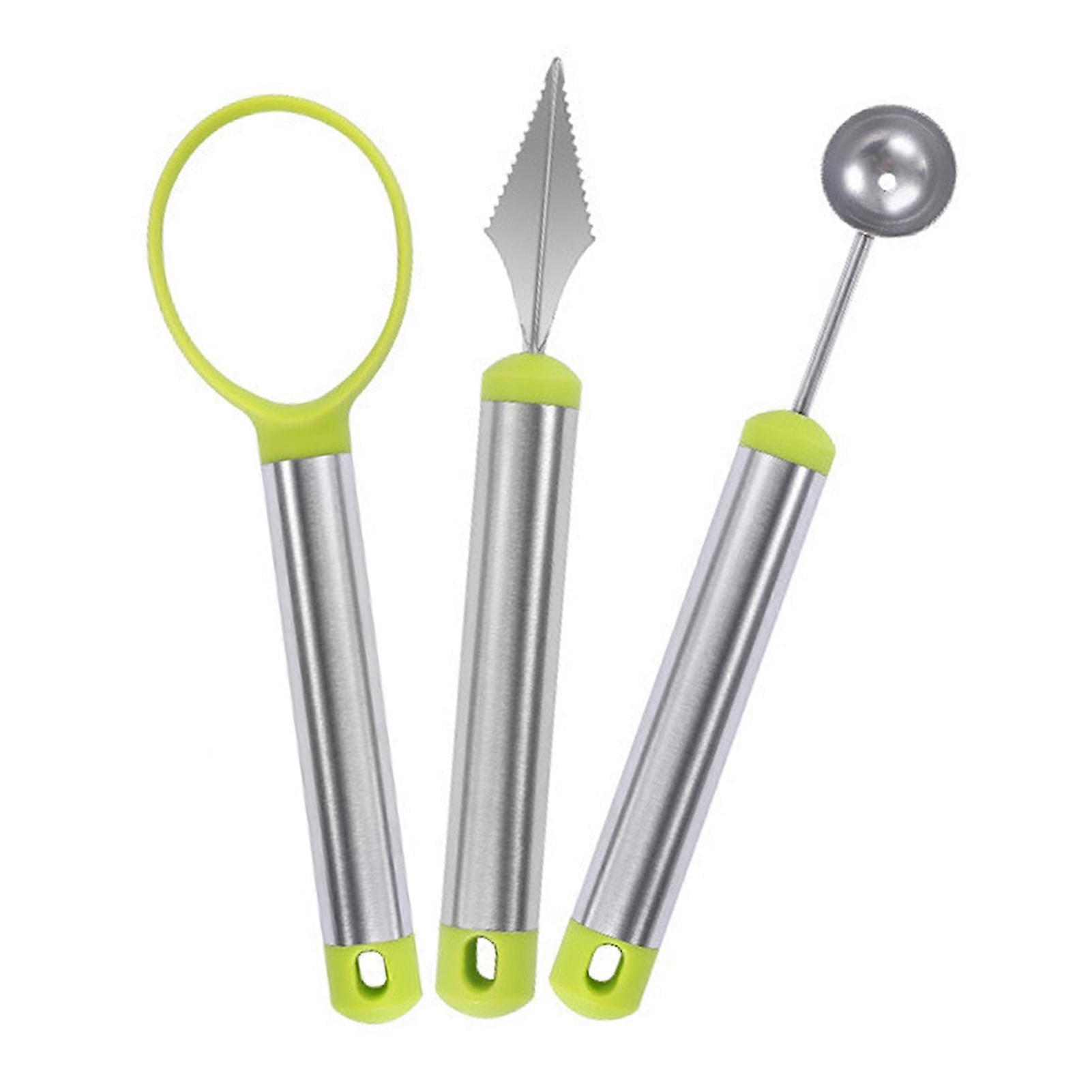 3Pcs/Set Fruit Carving Tools Portable Comfortable Grip Stainless Steel Multipurpose Labor-saving Fruit Dig Pulp Separator for