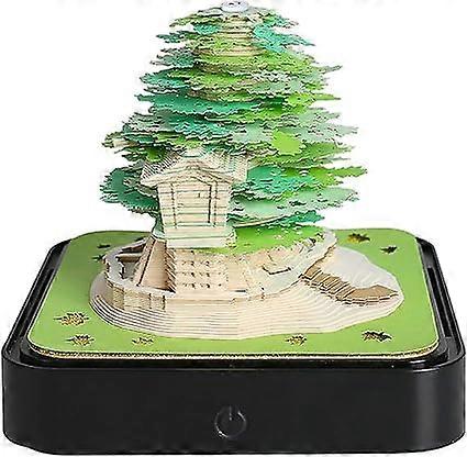 Desk Calendar with Lights, 2024 Calendar Memo Pad Paper Art, Day-to-Day 3D Notepad Paper Carving Ornament Gift, Home School Office Desktop Decoration