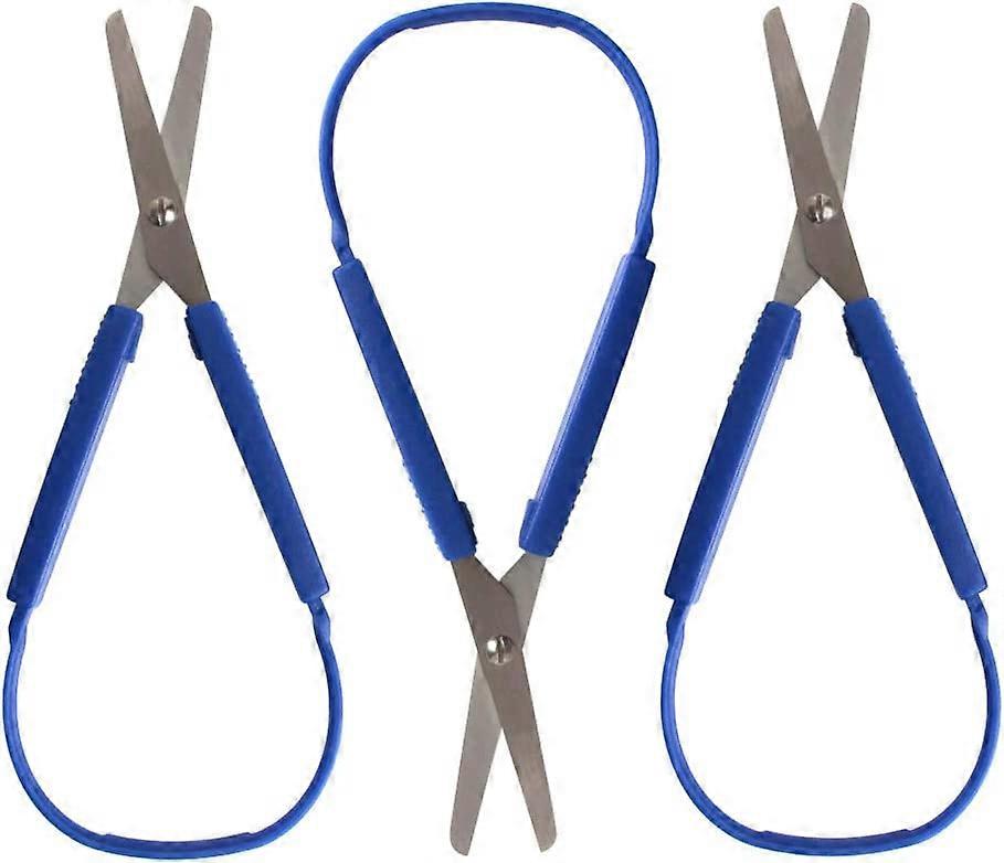Loop Scissors Grip Scissor 3 Pack for Teens and Adults,Adaptive Design, Right and Lefty Support,Easy-Open Squeeze Handles,Dark Blue
