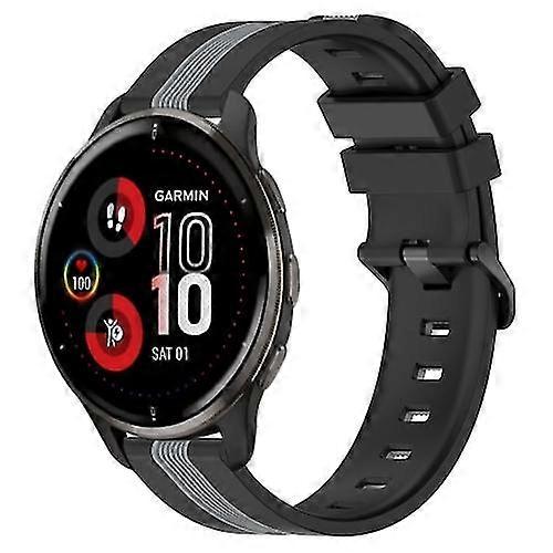 For Garmin Venu 2 Plus 20mm Vertical Two-color Silicone Watch Band HMHX