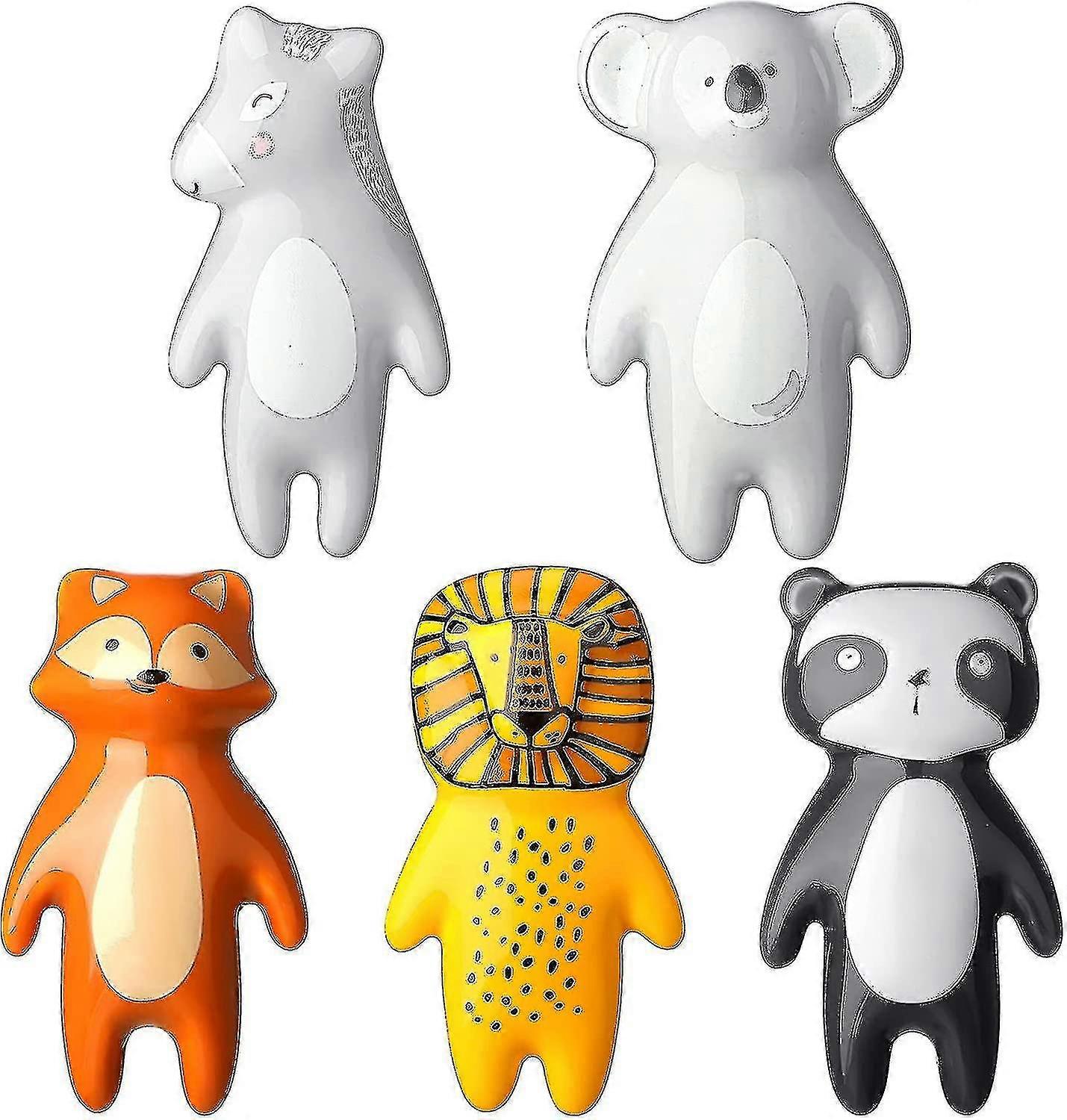 5 Pieces Cute Animal Knobs Kids Handles Ceramic Knobs Animal Drawer Pulls And Knobs Animal Cabinet Knobs