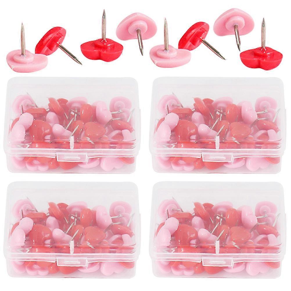 4 Boxes of Cork Board Push Pin Multi-function Thumbtacks Heart Shape Thumb Tacks Map Supply