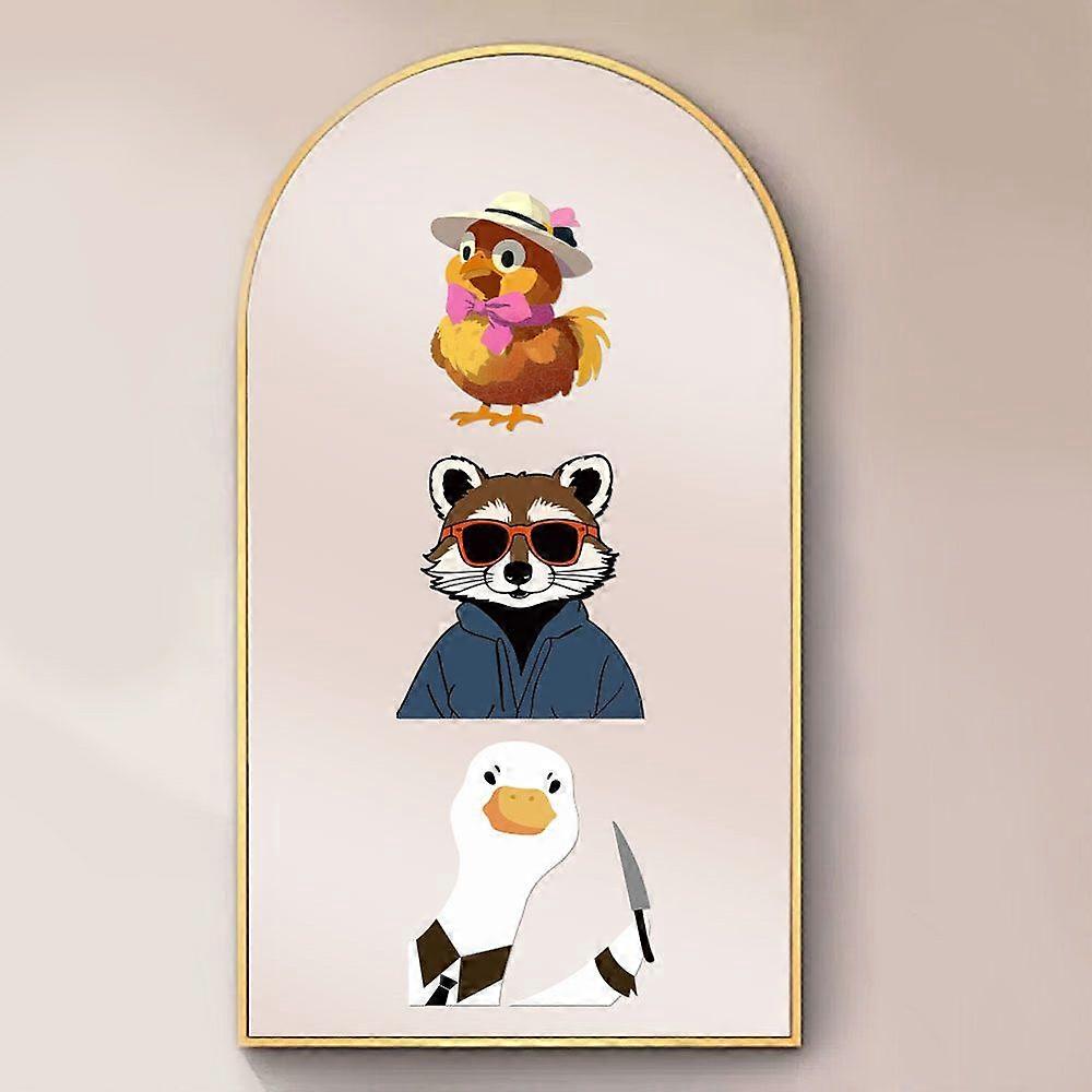 Waterproof Reflective Plastic Mirror Stickers with Adhesive Tape Animals 150x130mm 3pcs/set