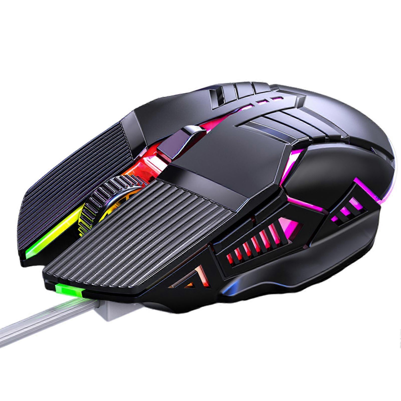 USB Wired Mouse Cool Seven-Color Backlight Gaming Mouse 3200DPI Adjustable 6 Keys Ergonomics Plug And Play Laptop Mice Computer Peripheral Accessories
