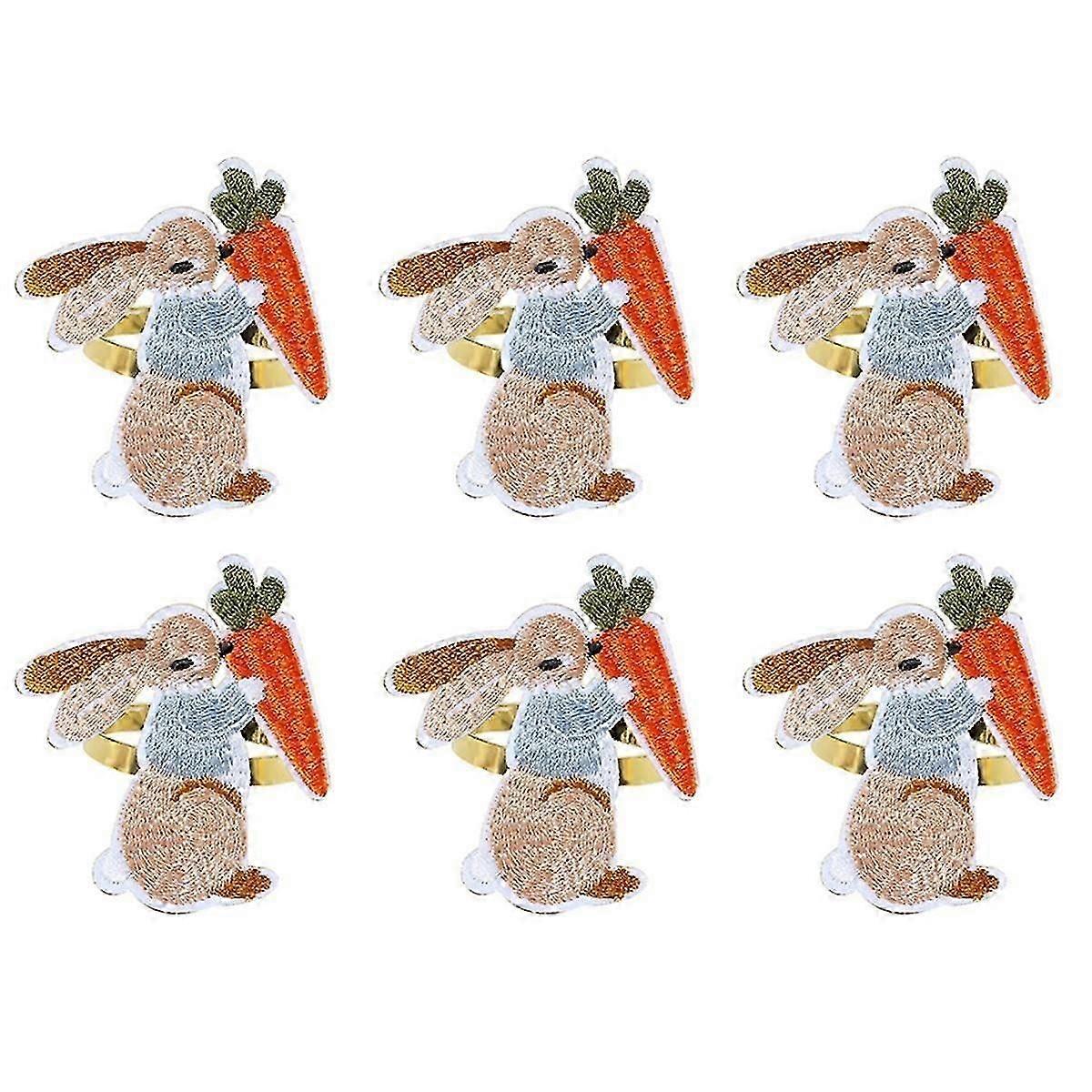 6PCS Easter Napkin Rings, Easter Designed with Bunny ,Holiday Napkin Holders suitable for Dining Easter Part