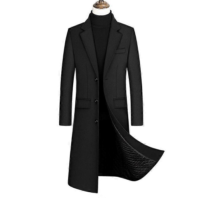 Erkek Yün Trençkot Tek Göğüslü Slim Fit Boy Kışlık Palto