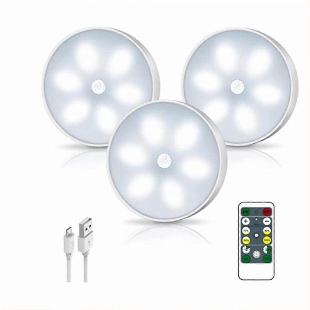 3 Motion Sensor LED Night Light Pack with Remote, White Illumination
