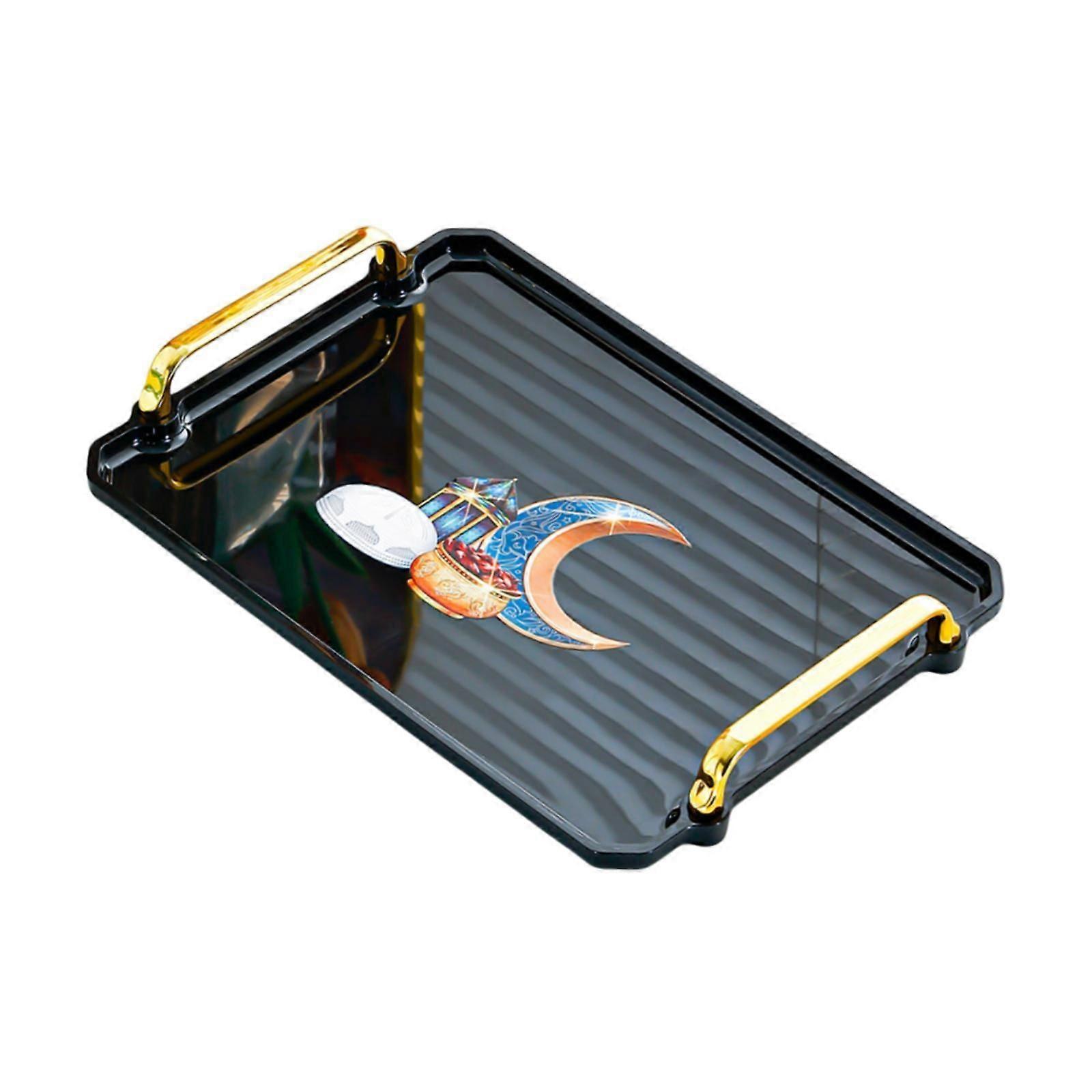 Rectangle Serving Tray Modern Serving Platter for Home Countertop Restaurant Black Small