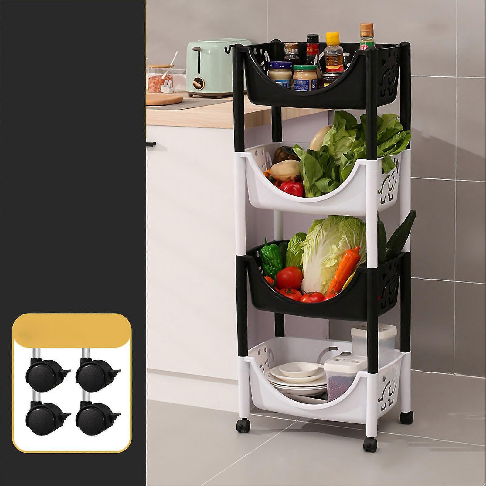 מארגן אחסון מתגלגל עגלת שירות רב תכליתית לחדר אמבטיה סלון מטבח 4 שכבות צבע מגוון