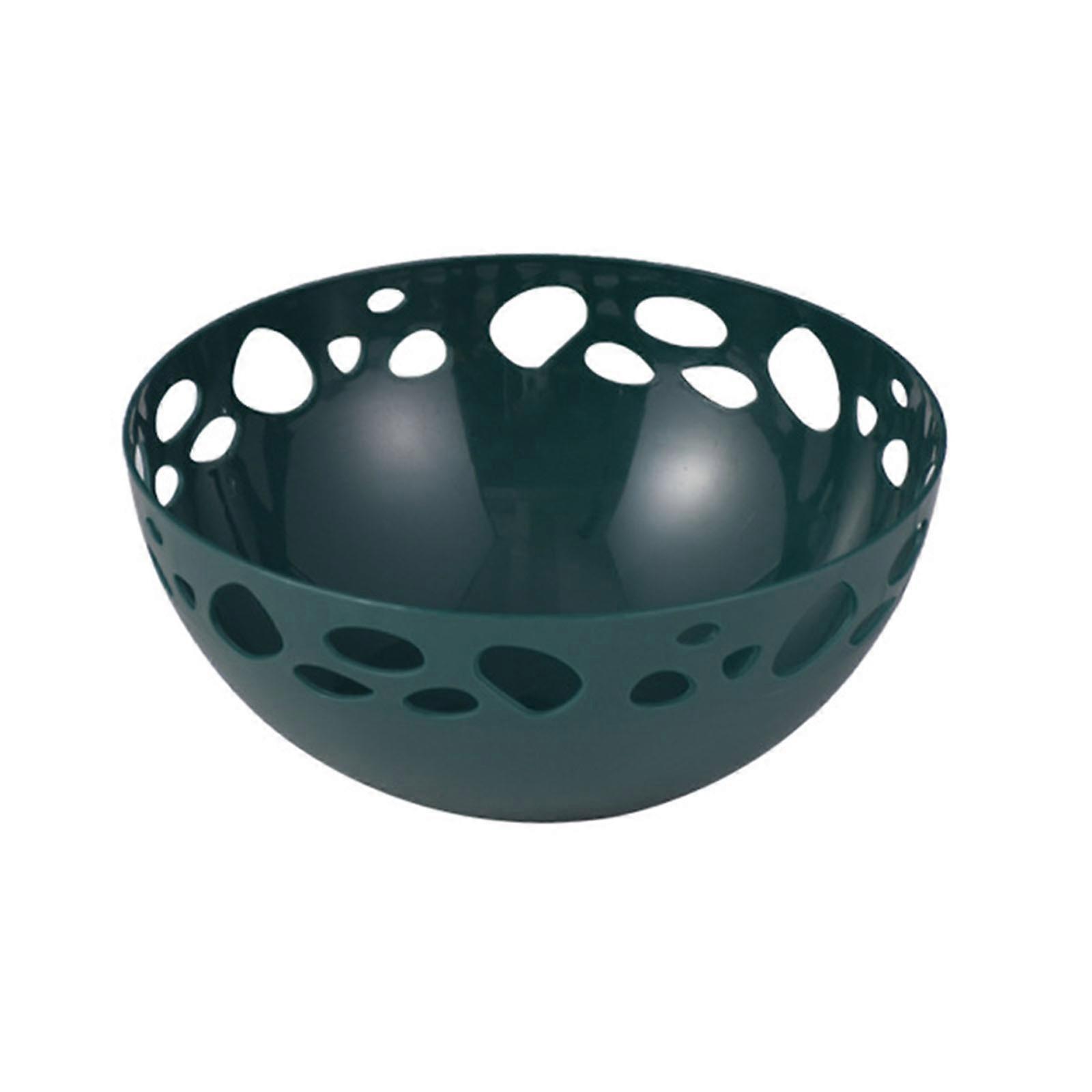 Nordic Plastic Fruit Basket Geometric Shape Kitchen Single Layer Vegetable Washing Drain Bowl Snack Desktop Storage Rack Blue
