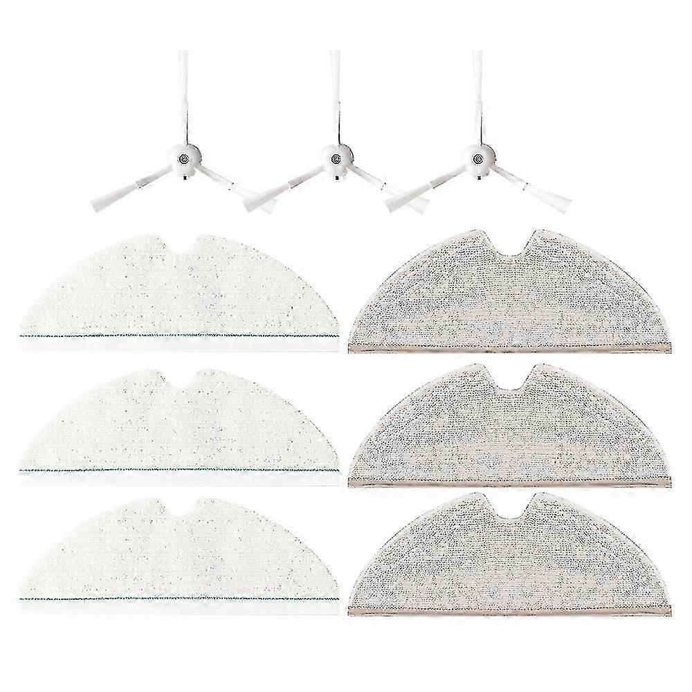 9pcs For Roborock T8/q7 Max/ Max+ Robot Washable Mop Cloth Side Brush