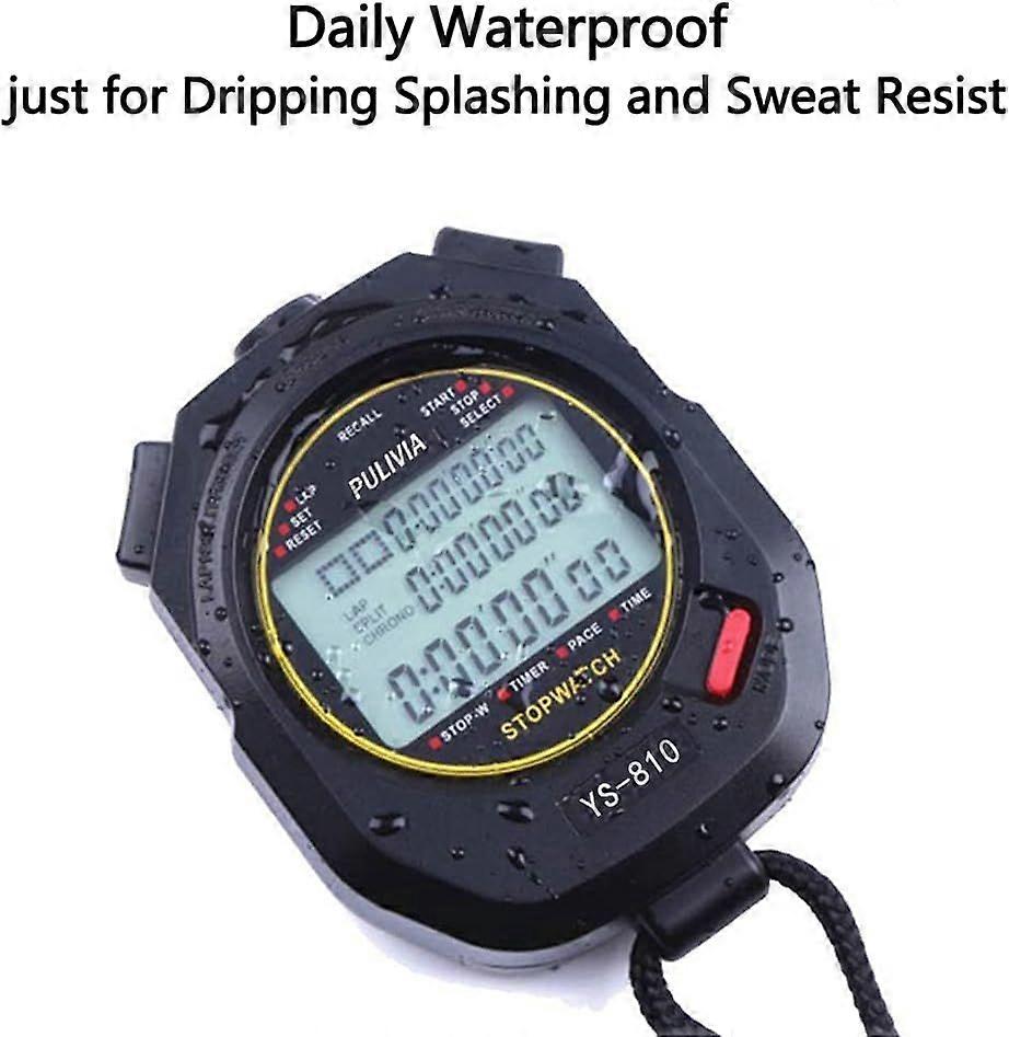 Stopwatch, seconds precision digital timer, waterproof 100LAP