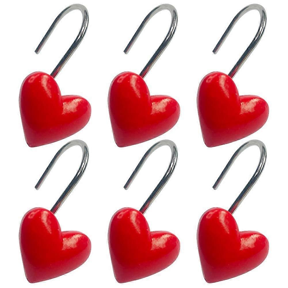 Heart-Shaped Anti-Rust Decorative Resin Shower Curtain Hooks Set of 12 for Standard Shower Curtains in Cute Style